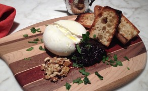 Burrata with Blueberry Chutney and Mint